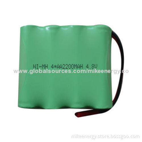 NiMH Rechargeable Battery Pack with 4.8V Voltage and 2,200mAh Capacity
